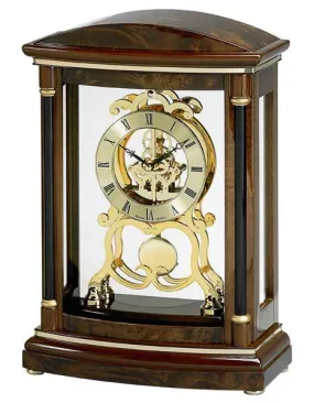 Bulova Valeria - Skeleton Pendulum Mantel Clock - Solid Wood Case