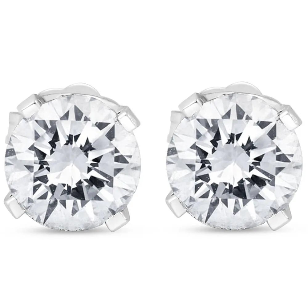 1 1/2CT Diamond Push Push Studs Enhanced 14k White Gold