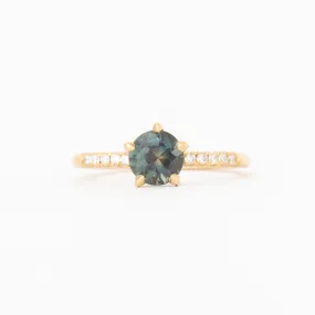 1.00 ct Teal Sapphire Pavé Vault Ring