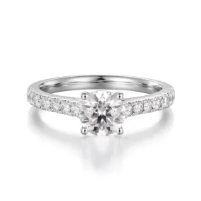 10K Solid Gold Round Cut Lab Diamond Engagement Ring