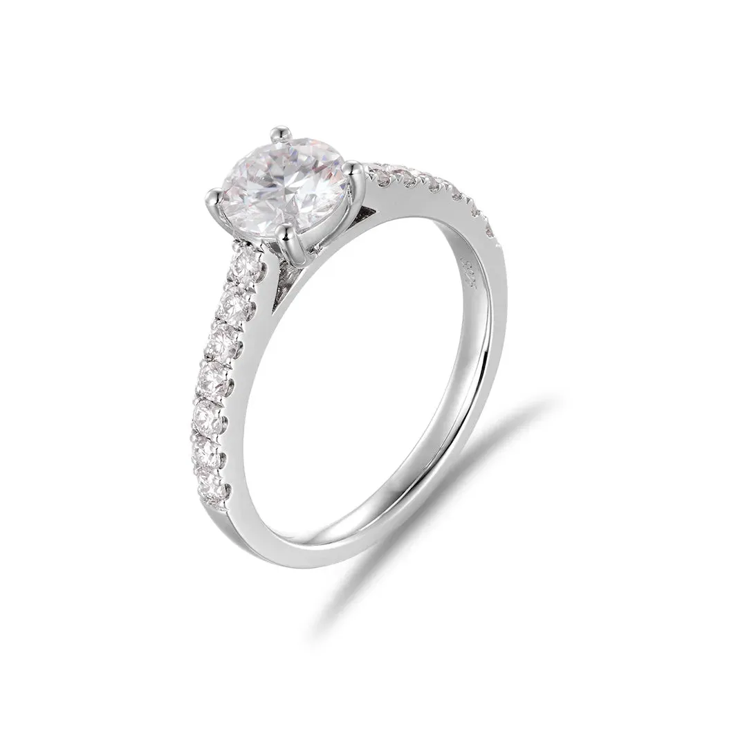 10K Solid Gold Round Cut Lab Diamond Engagement Ring