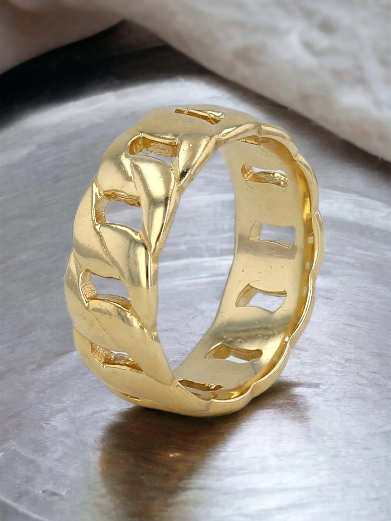 14K Yellow gold solid miami Cuban link ring-226257