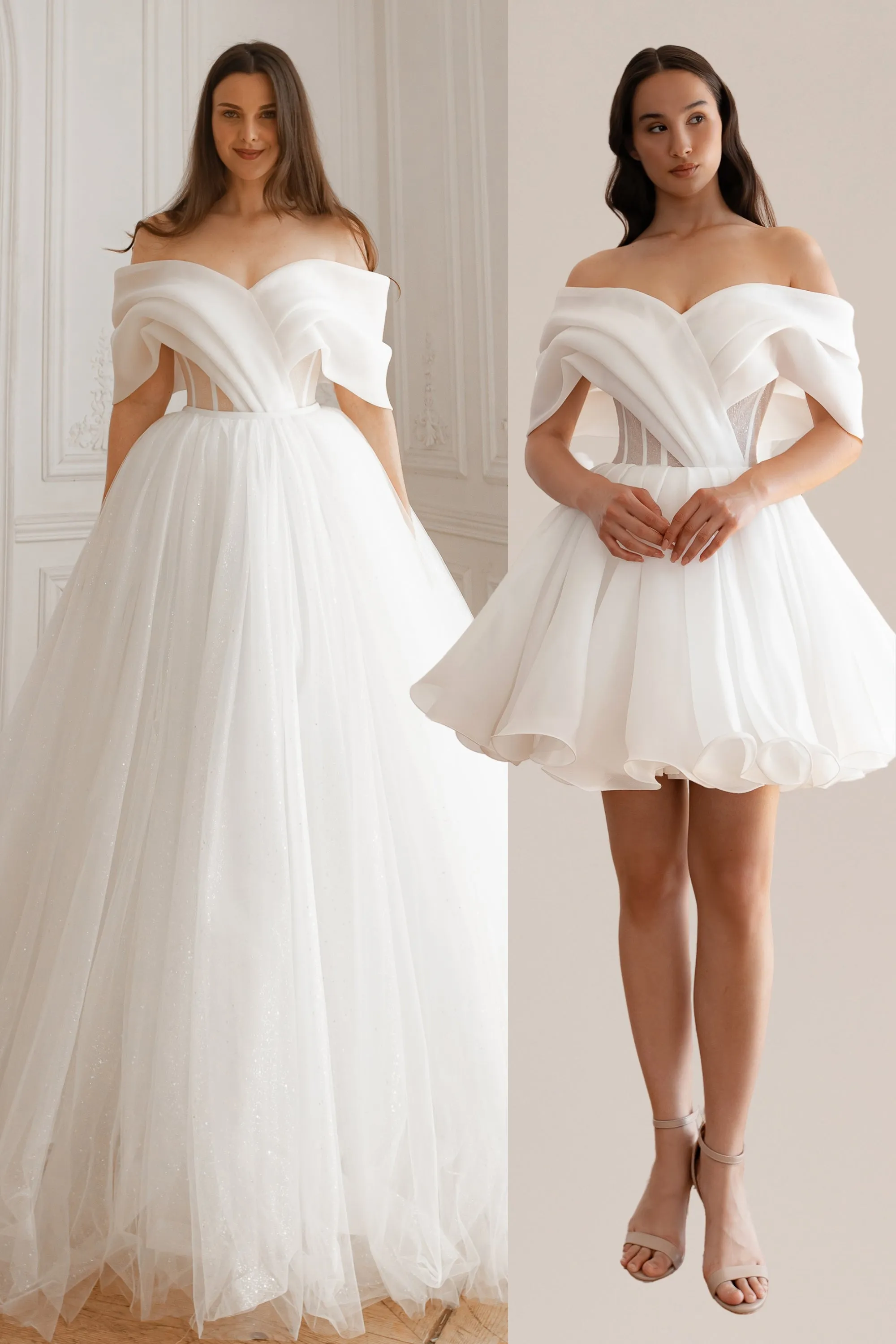 2 in 1 Wedding Dress Inali with Detachable Romanica Skirt