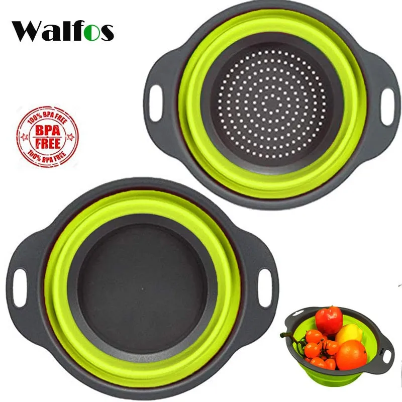 2 Pieces Foldable Silicone Collapsible Kitchen Colander