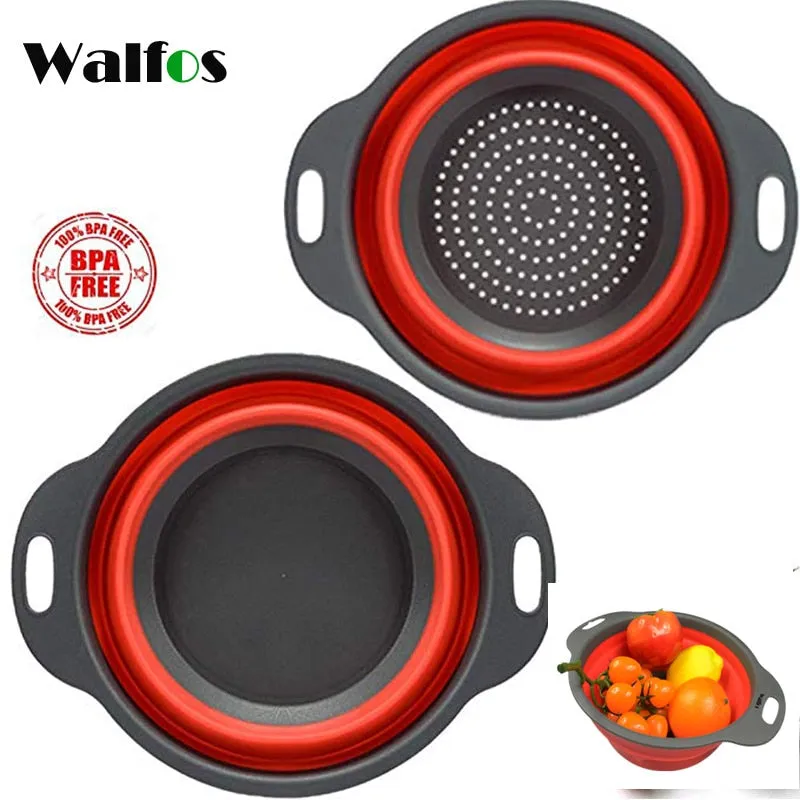 2 Pieces Foldable Silicone Collapsible Kitchen Colander