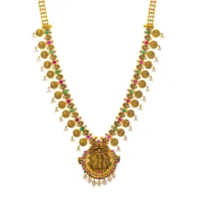 22K Yellow Gold & Gemstone Ram Parivar Necklace (106.4gm)