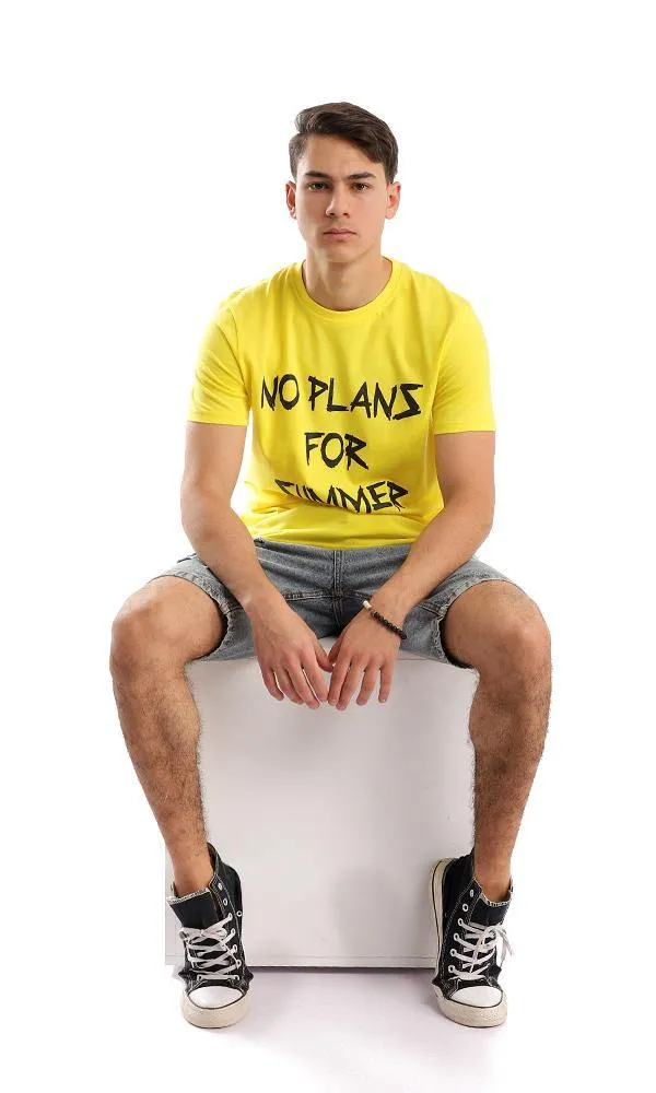 57449 "No Plan For Summer" Yellow Printed Tee