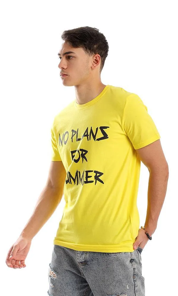 57449 "No Plan For Summer" Yellow Printed Tee