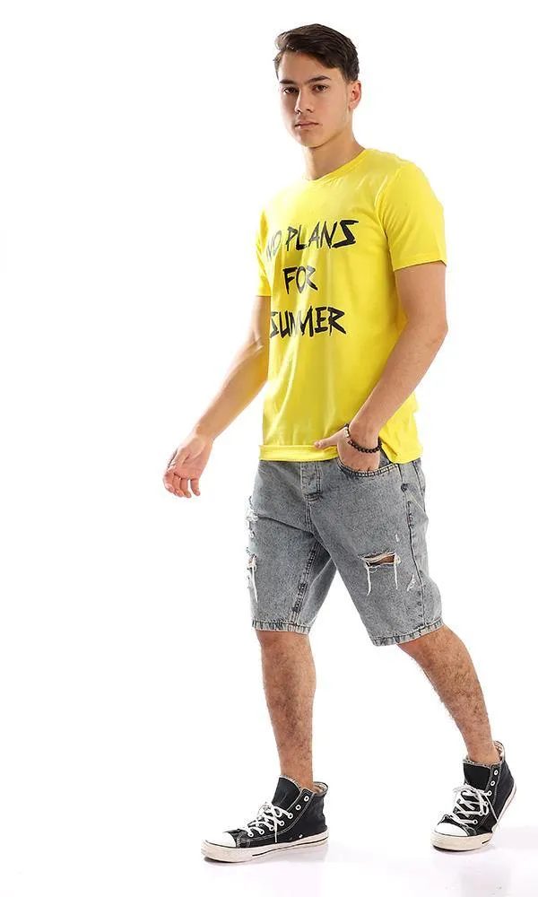 57449 "No Plan For Summer" Yellow Printed Tee