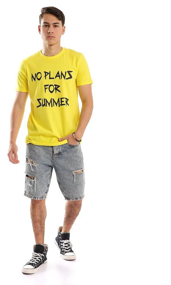 57449 "No Plan For Summer" Yellow Printed Tee