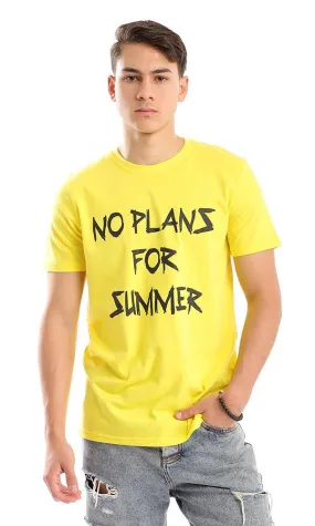 57449 "No Plan For Summer" Yellow Printed Tee