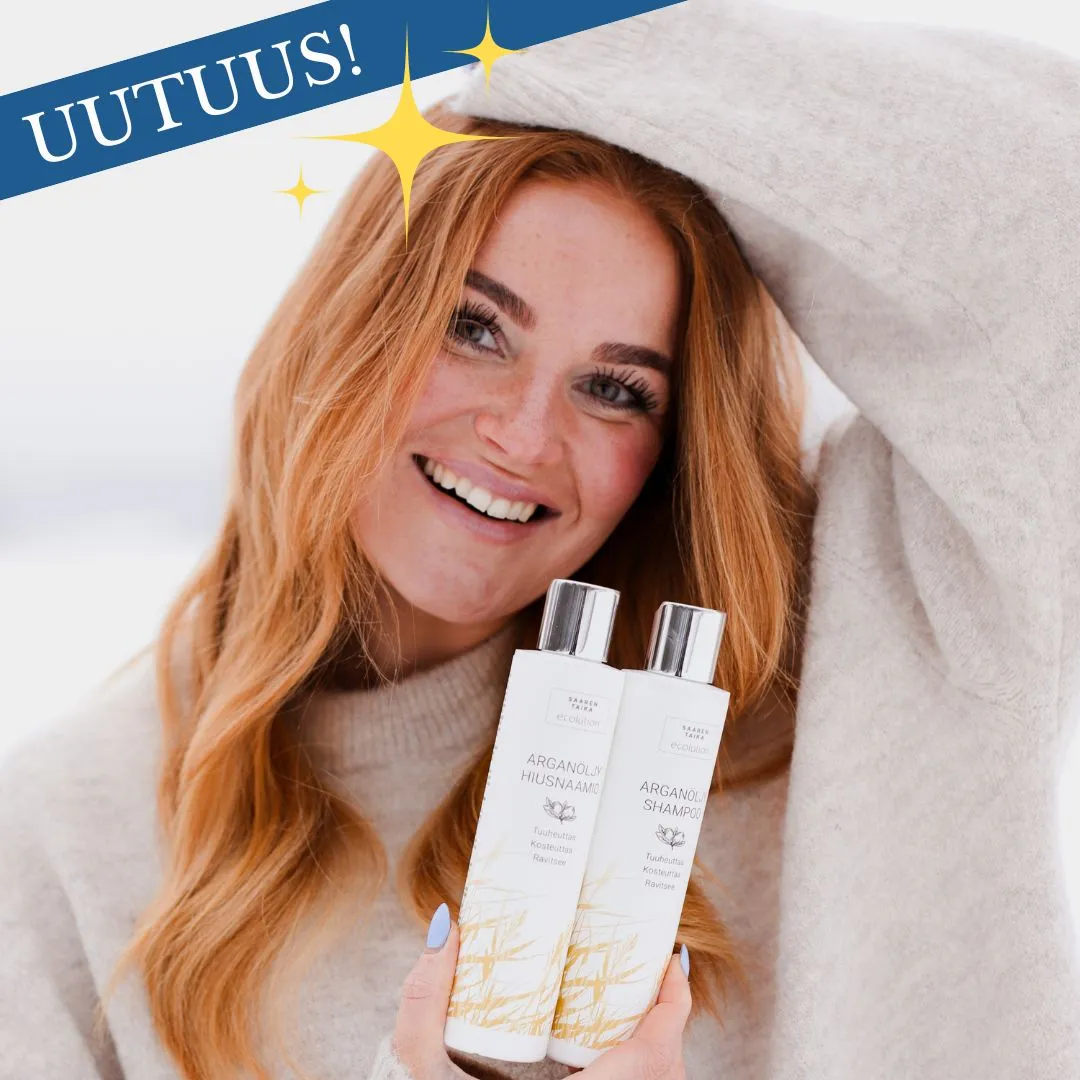 Arganöljy shampoo, silottaa ja korjaa hiuksia, sis. riisiuutetta, 100% luonnollinen, sulfaatiton, vegaaninen, 200ml - Saaren Taika Ecolution