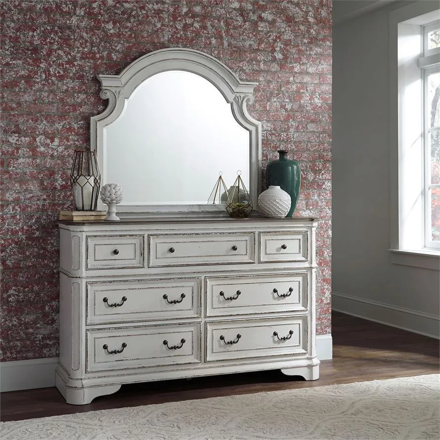 Asalaj White Dresser and Mirror