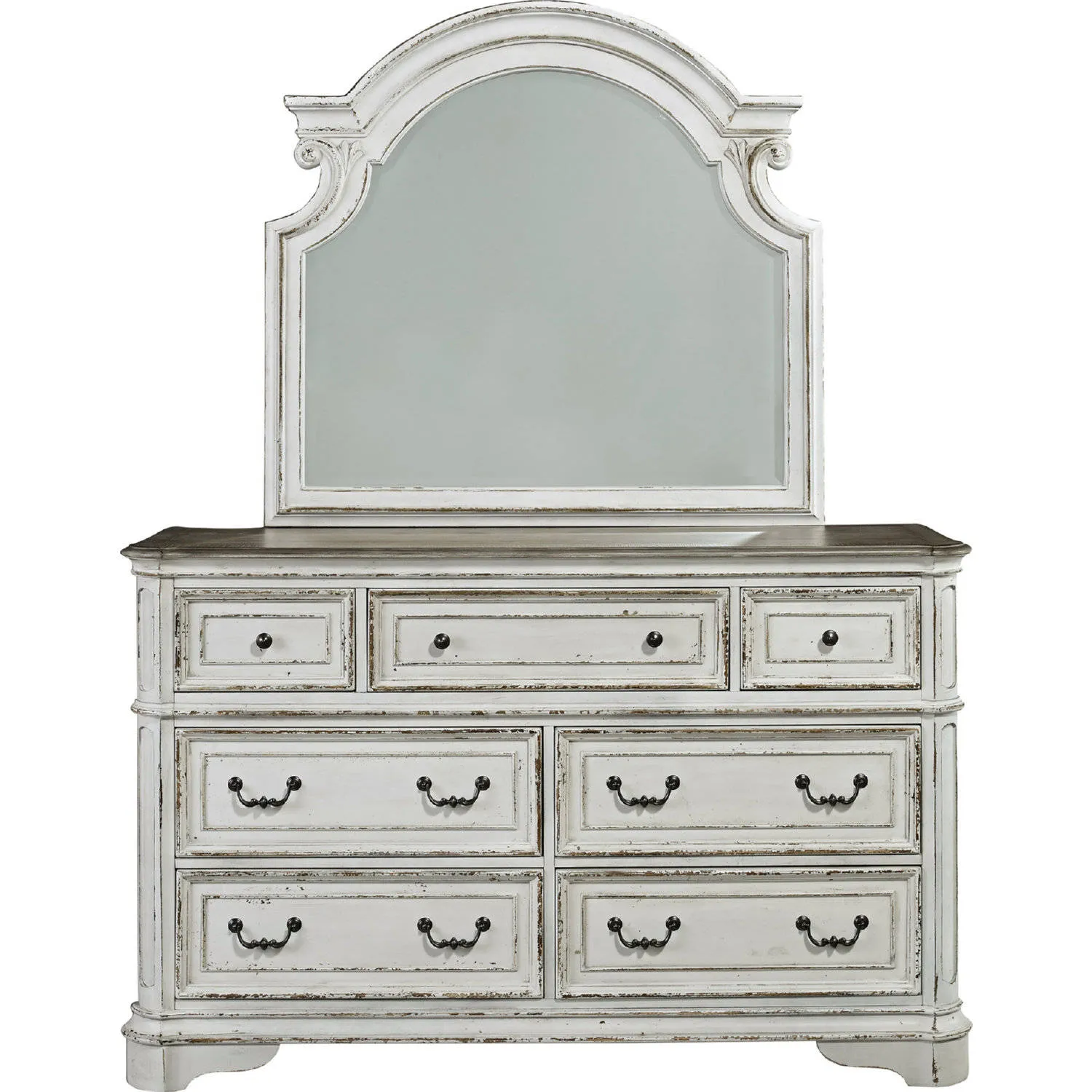 Asalaj White Dresser and Mirror