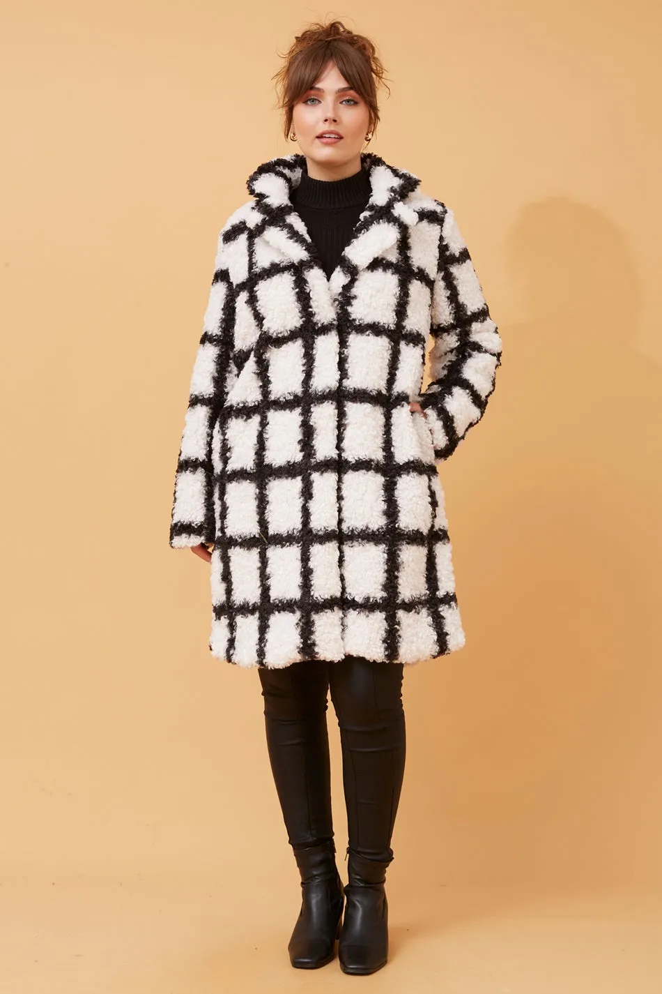 AUSTEN TEDDY CHECK COAT