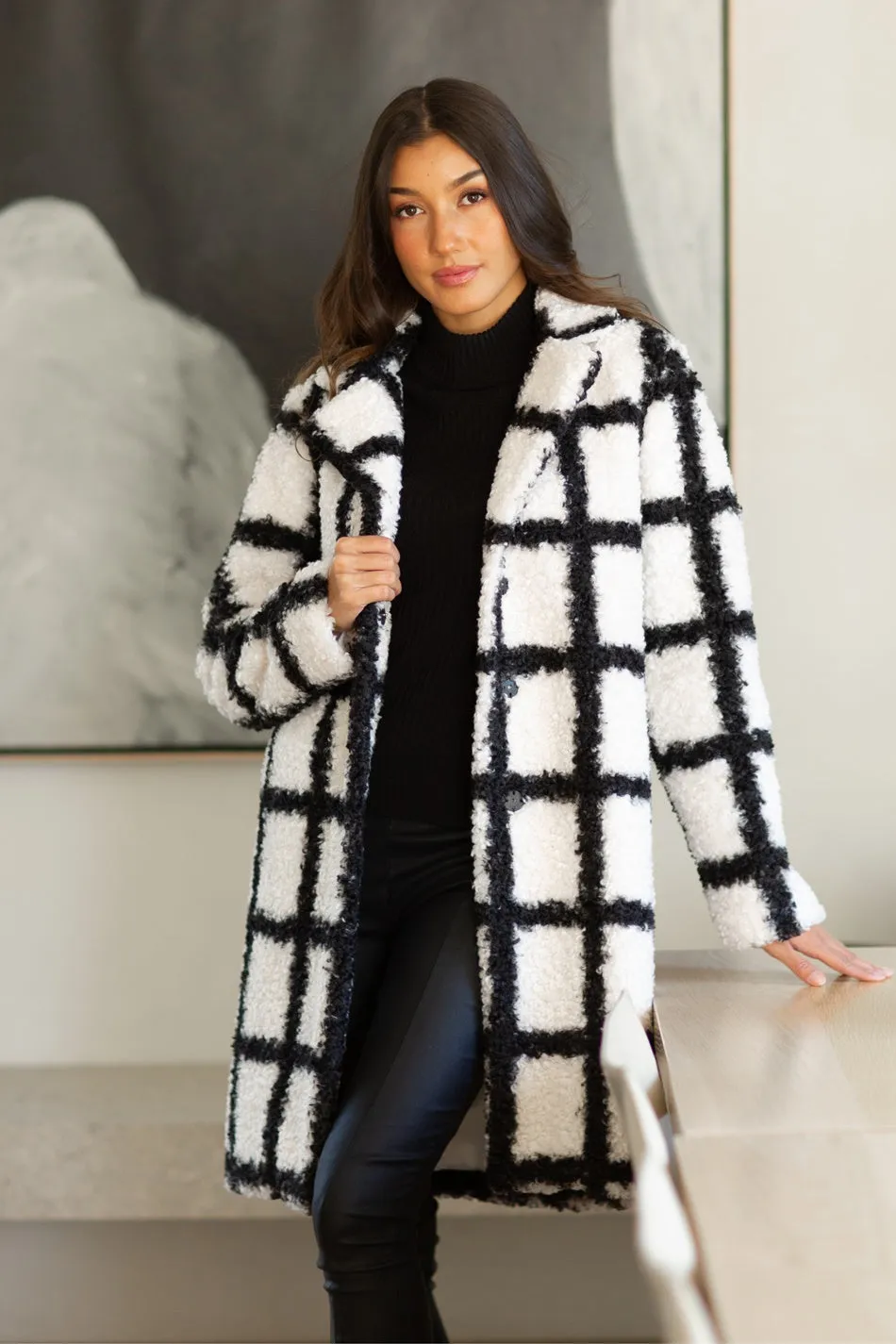 AUSTEN TEDDY CHECK COAT