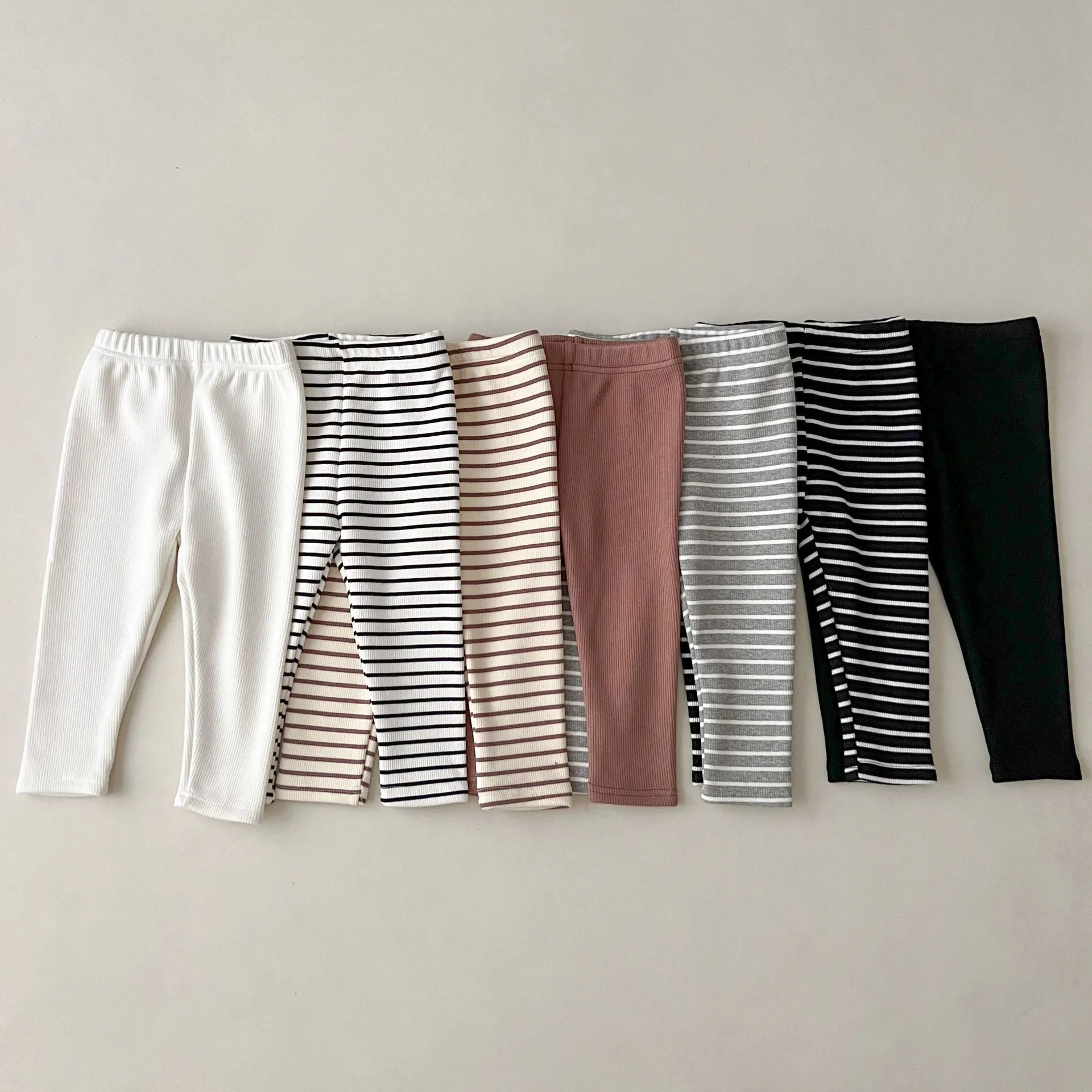 Baby Kid Girls Solid Color Striped Pants Wholesale 231130142