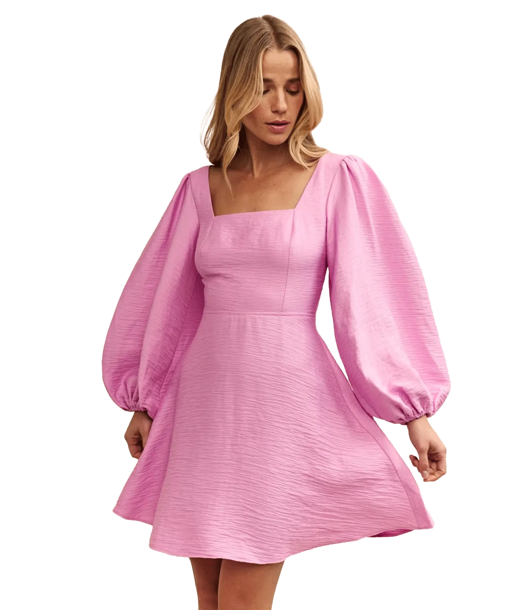 Balloon Sleeve Zola Mini Dress - Pink