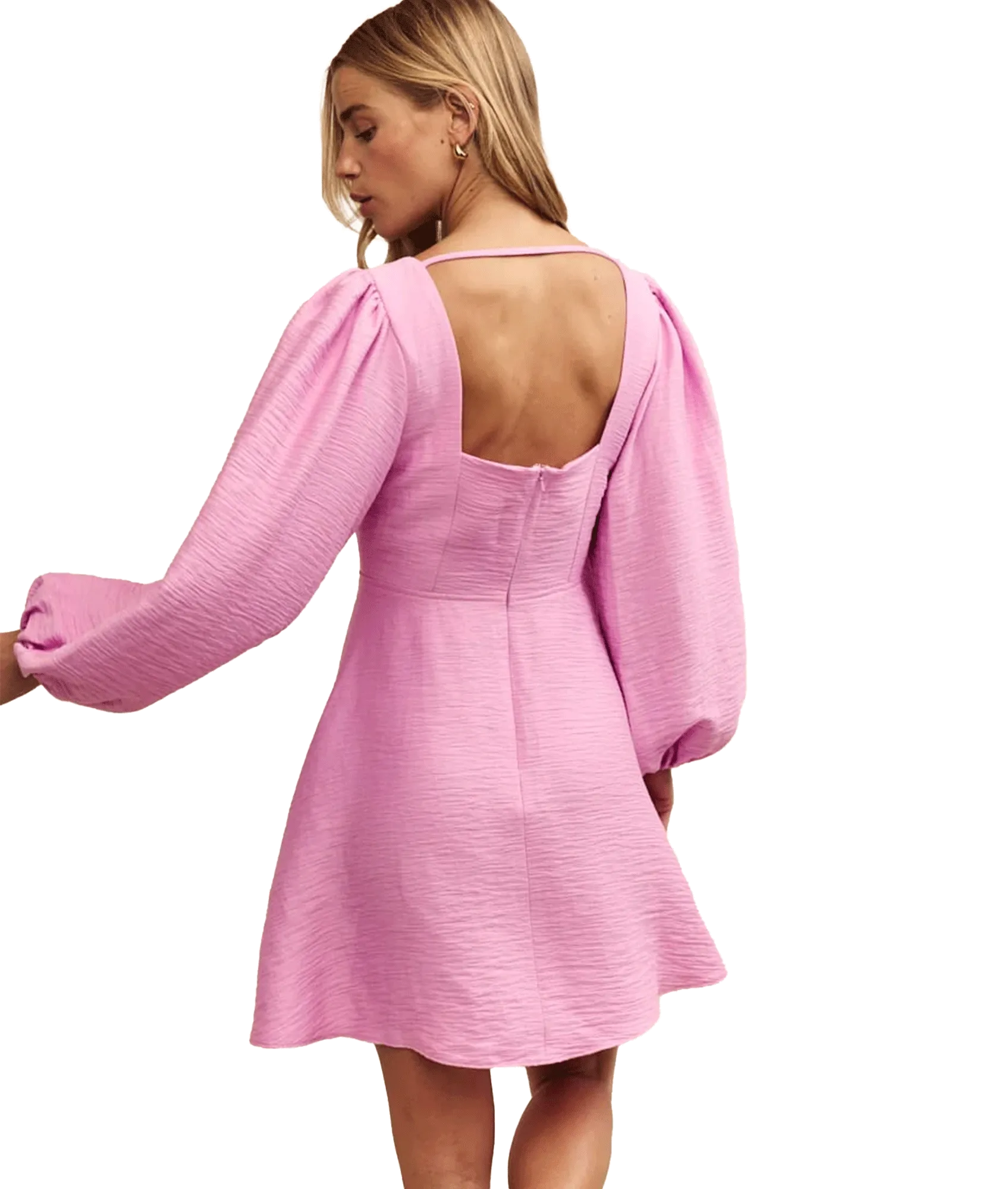 Balloon Sleeve Zola Mini Dress - Pink