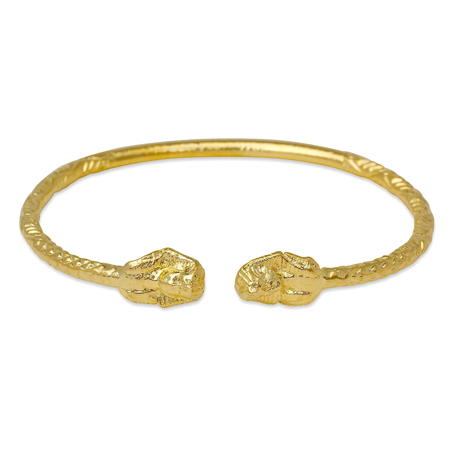 Better Jewelry Pharaoh Ends West Indian Bangle 14K Gold Plated .925 Sterling Silver, 1 piece