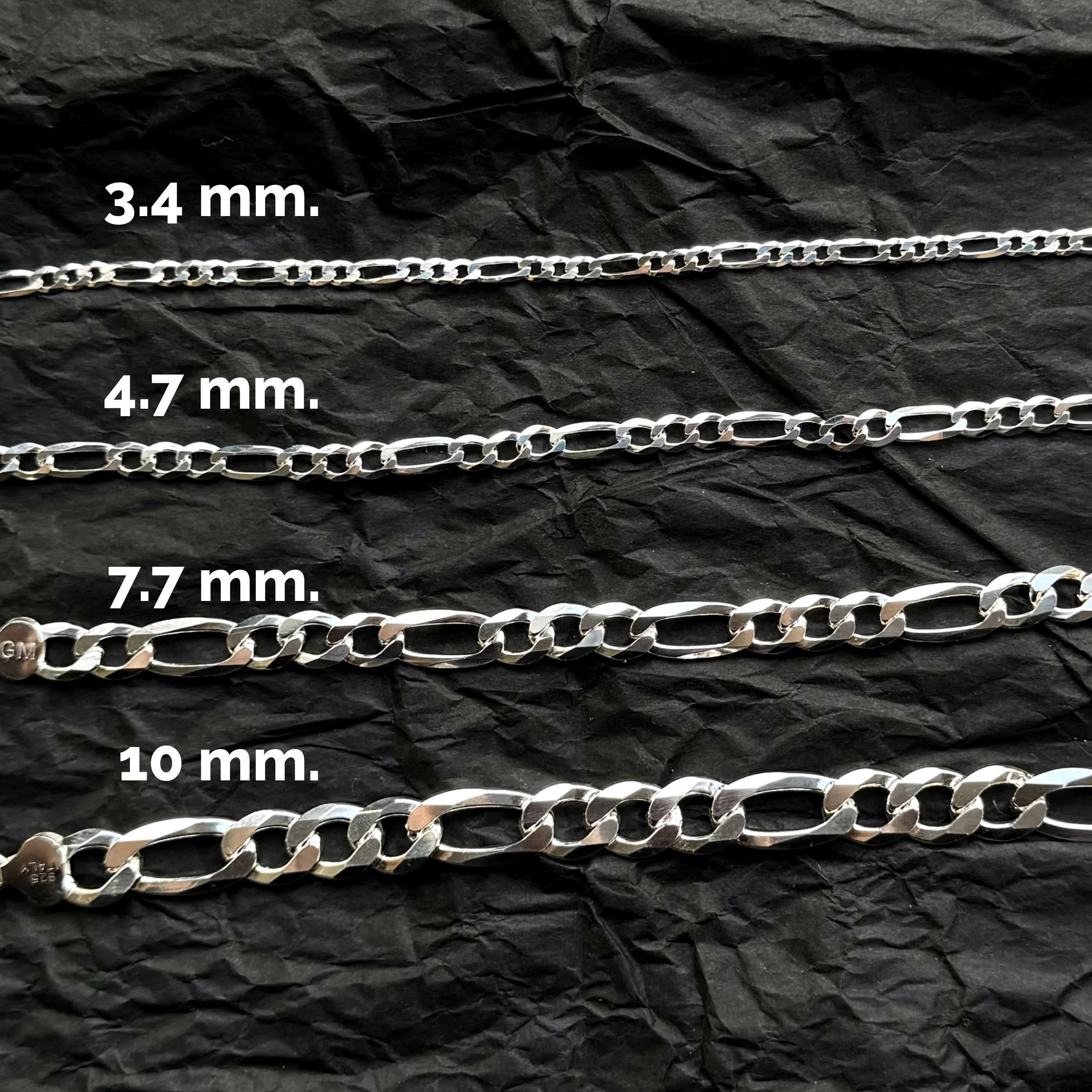 Better Jewelry Solid .925 Sterling Silver Figaro Chain Bracelet