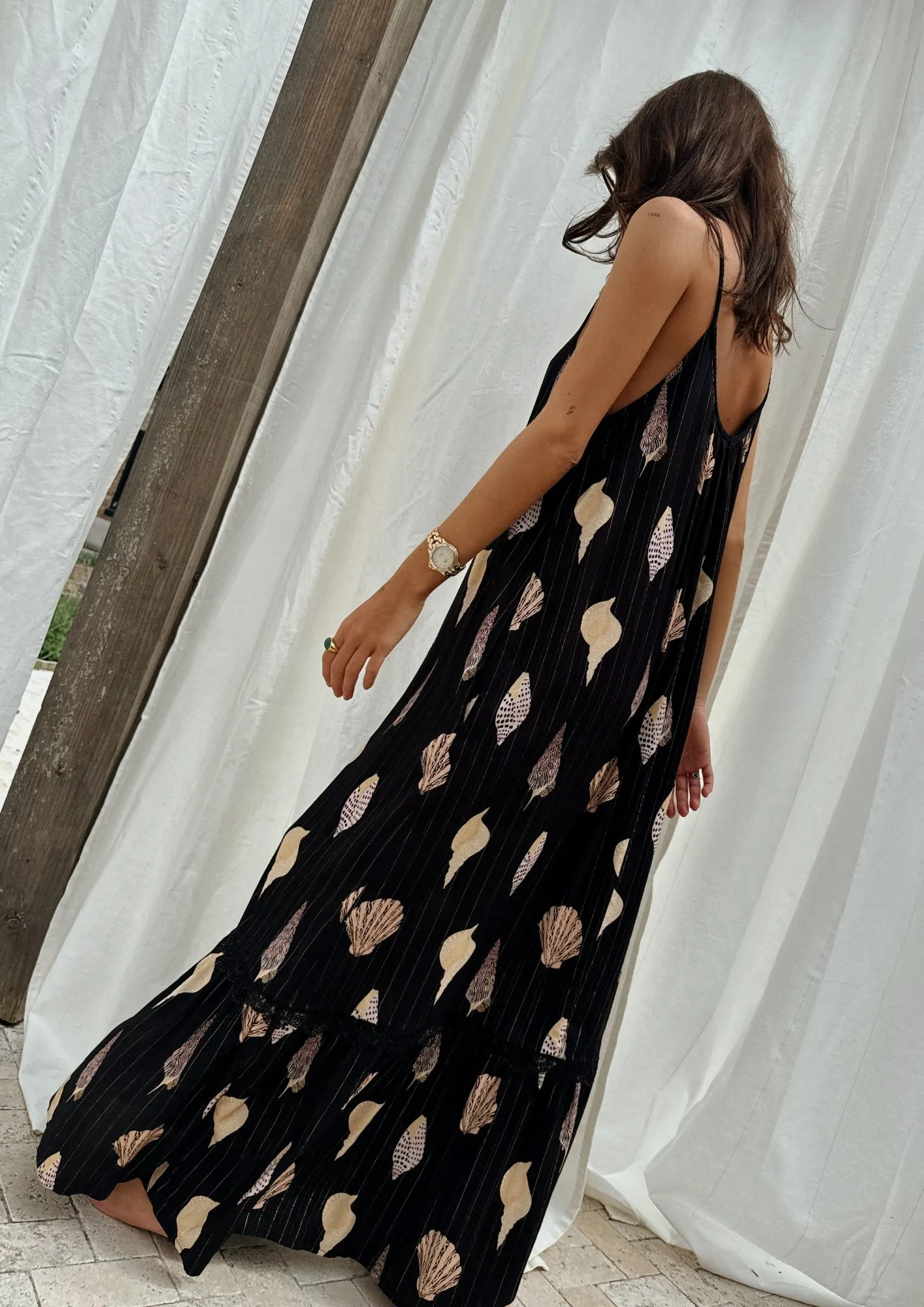 Black Shells Maxi Dress