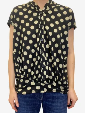 Black Spotted button up sleeveless top - size M