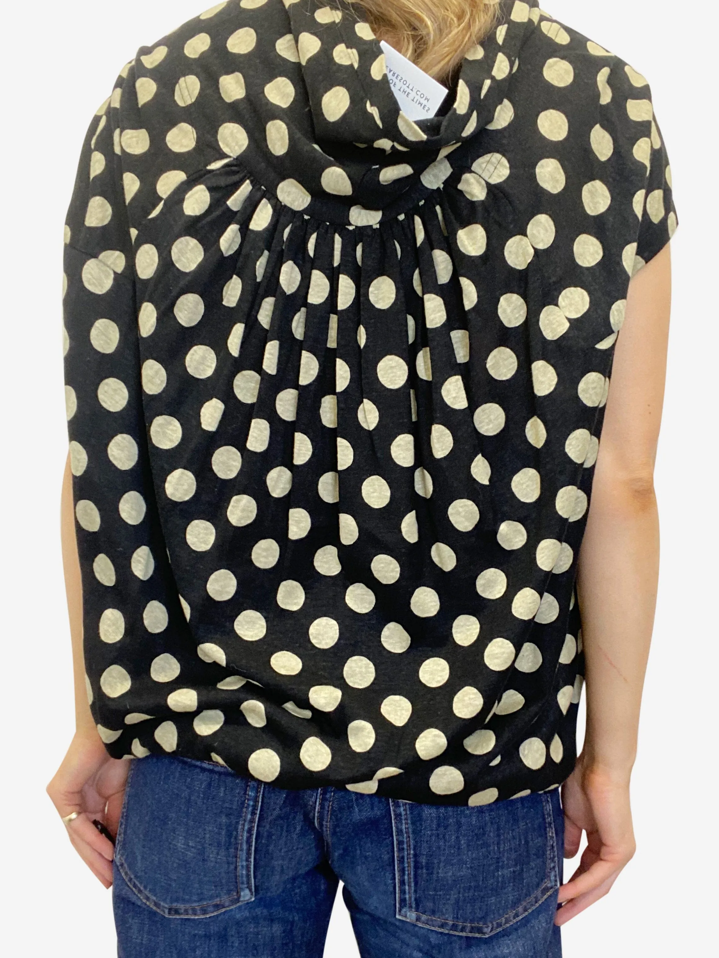 Black Spotted button up sleeveless top - size M