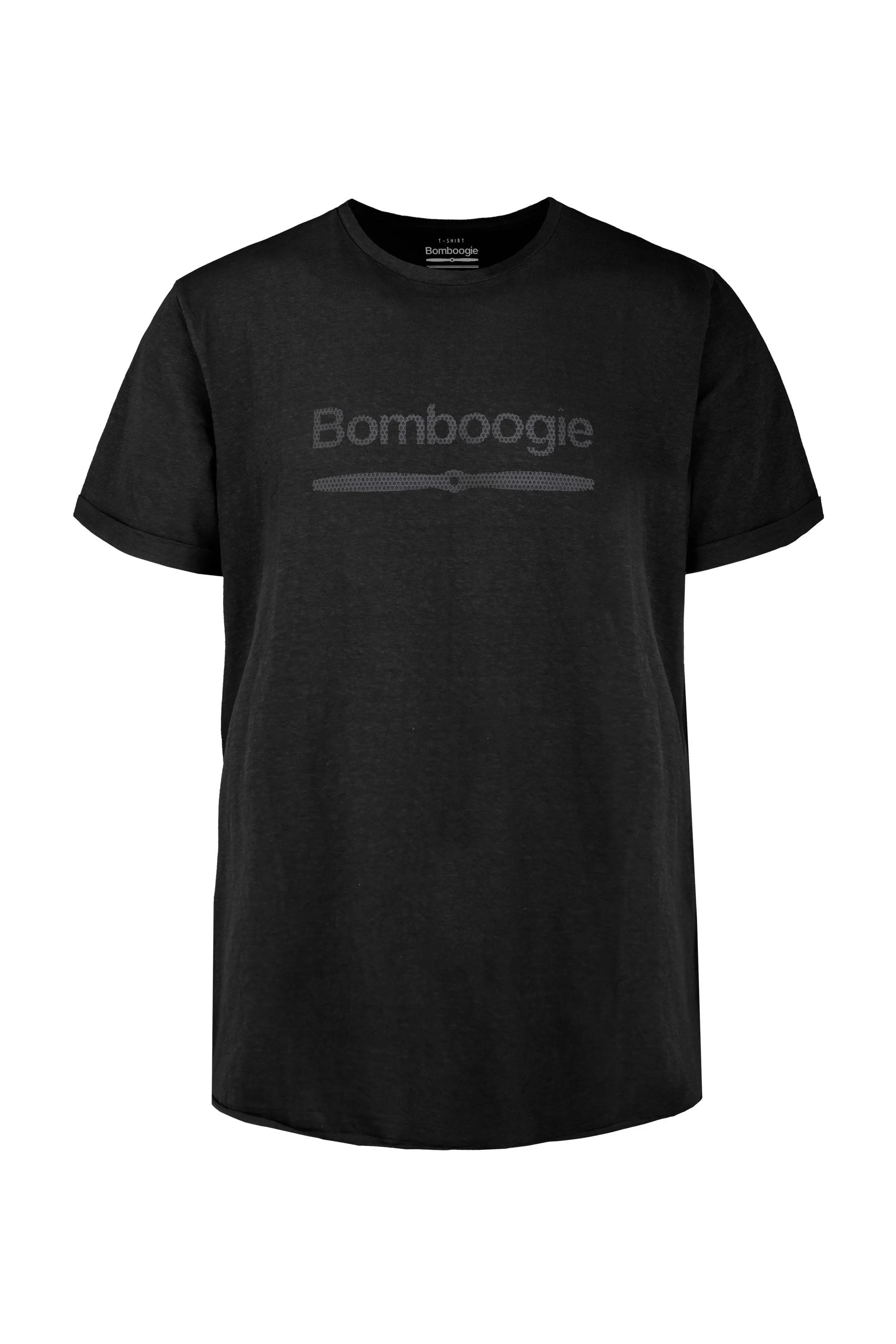 Bomboogie Cotton T-Shirt with Horizontal Bomboogie Print TM7451TJCOR 90 black