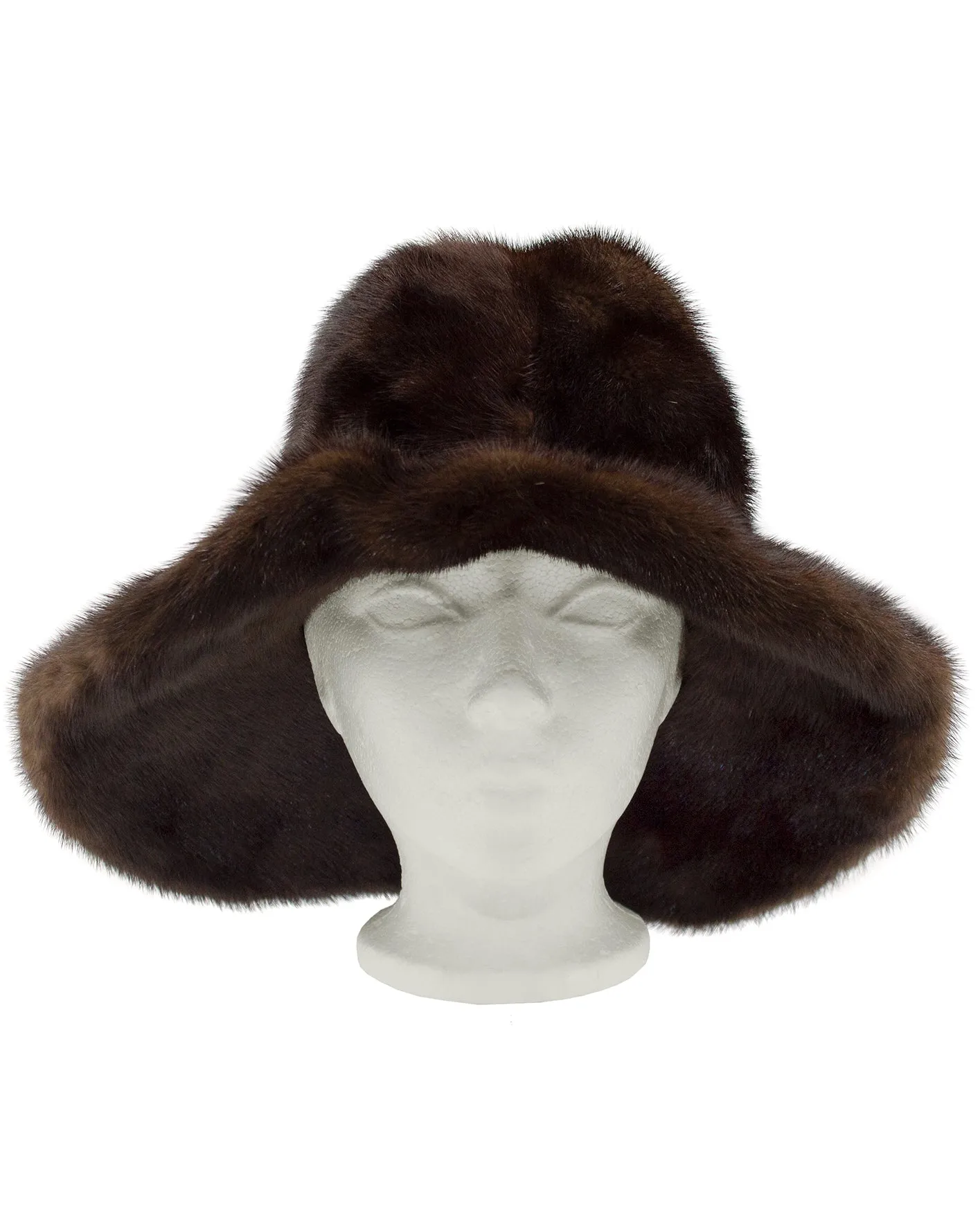 Brown Mink Wide Brim Hat