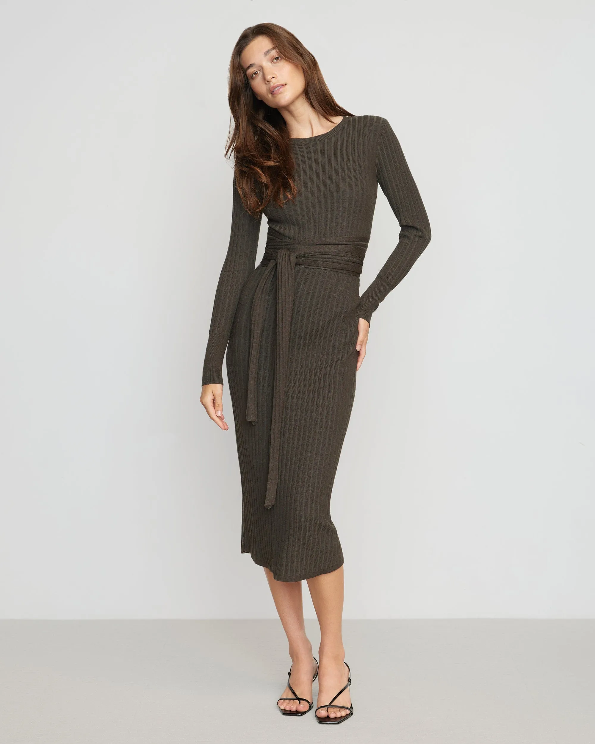 Carmen Tie-Front Ribbed Dress