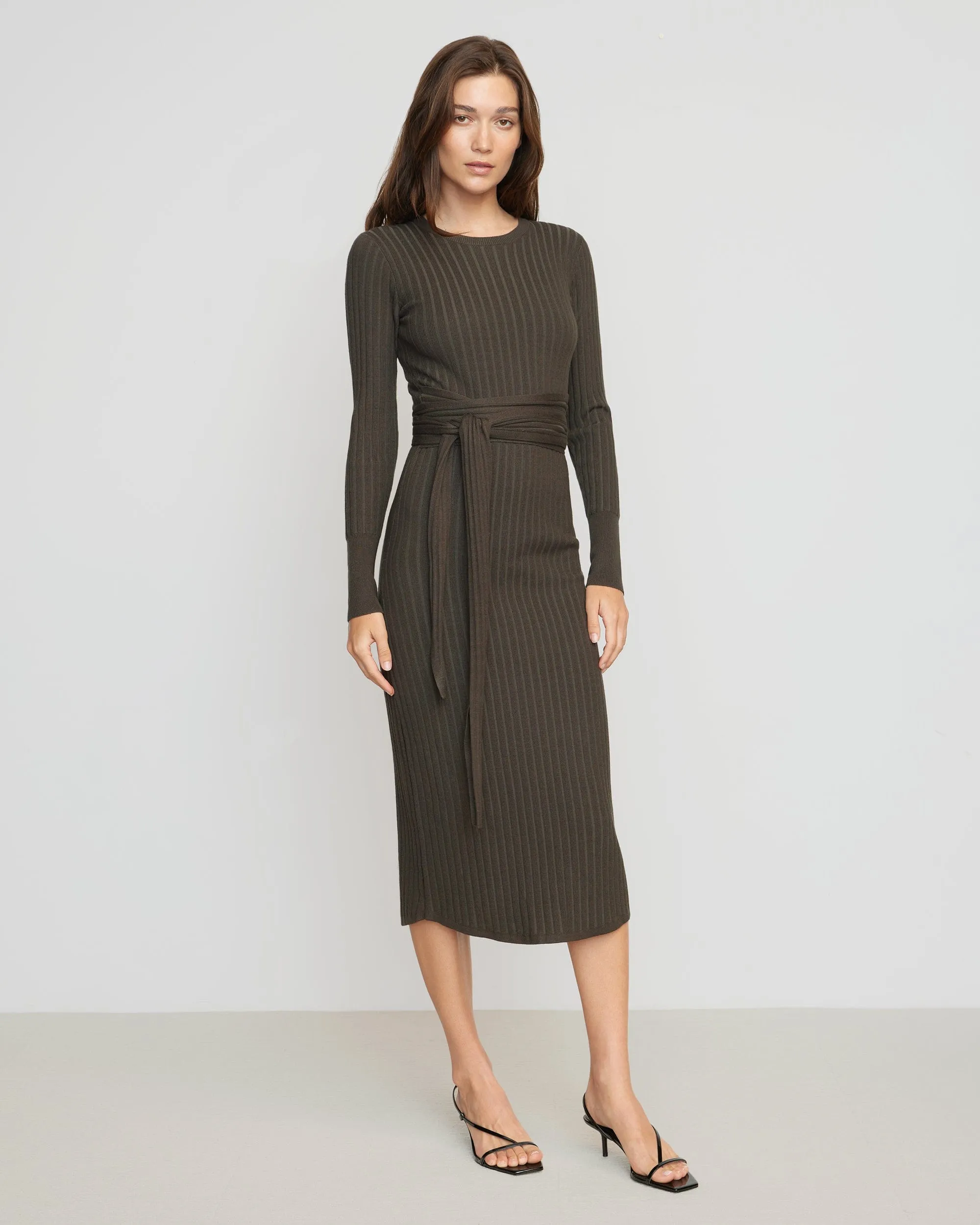 Carmen Tie-Front Ribbed Dress