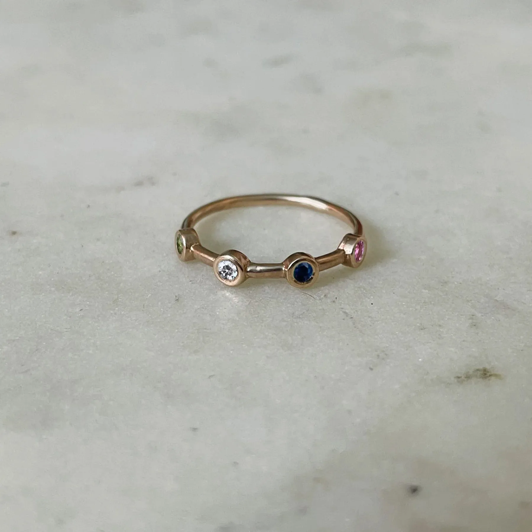 CUSTOMIZE A DOT TO DOT BIRTHSTONE RING