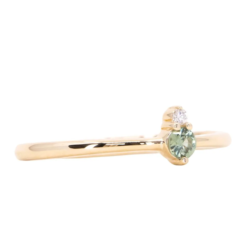 Dainty Micro Stacker - Green Sapphire & Diamond Stacking 14k Gold Ring