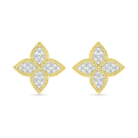 Diamond Clover Studs in Braided Gold