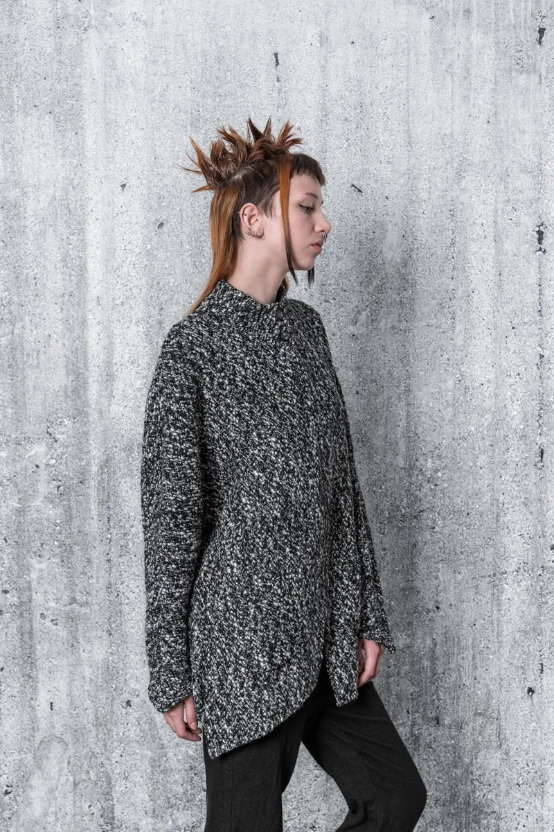 eigensinnig wien | Gournay | Asymmetrischer, Oversize Damen Wollpullover in Grau