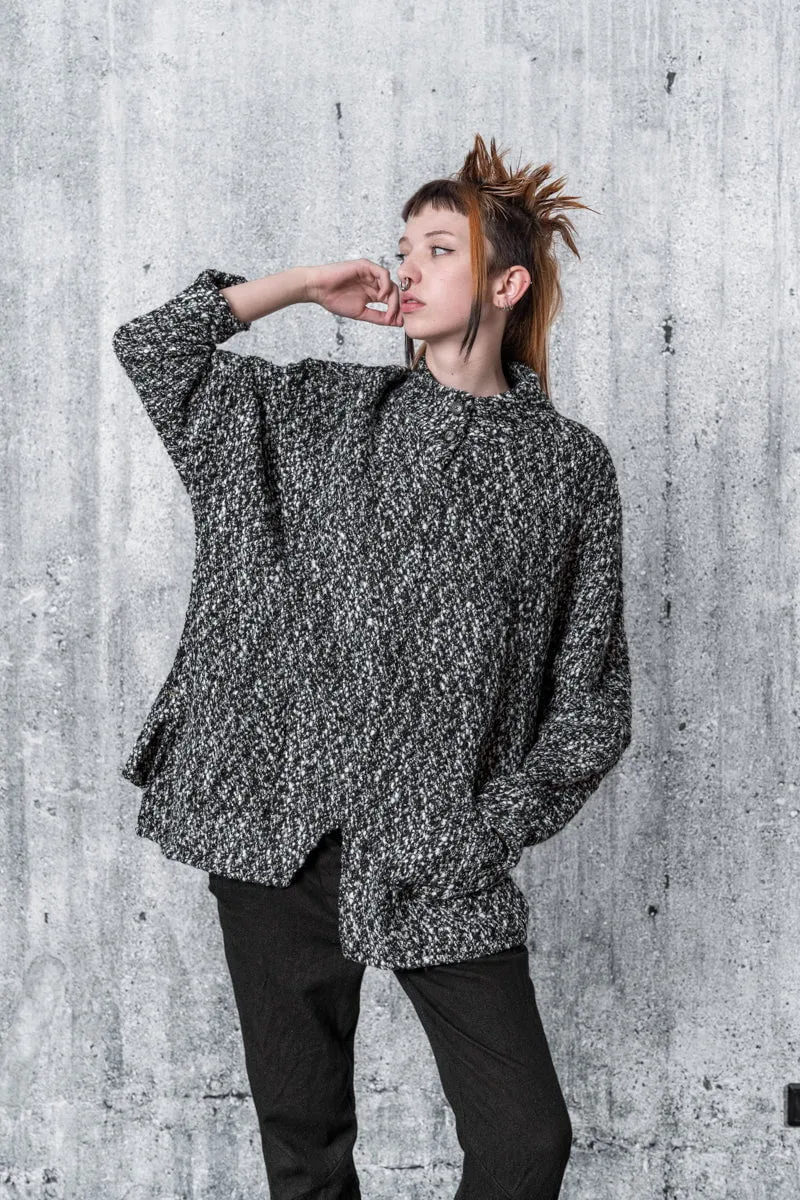 eigensinnig wien | Gournay | Asymmetrischer, Oversize Damen Wollpullover in Grau