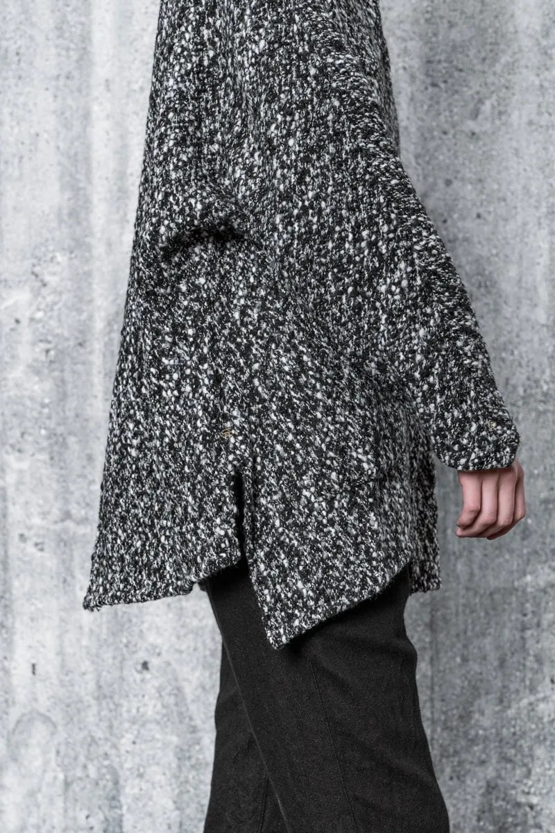 eigensinnig wien | Gournay | Asymmetrischer, Oversize Damen Wollpullover in Grau