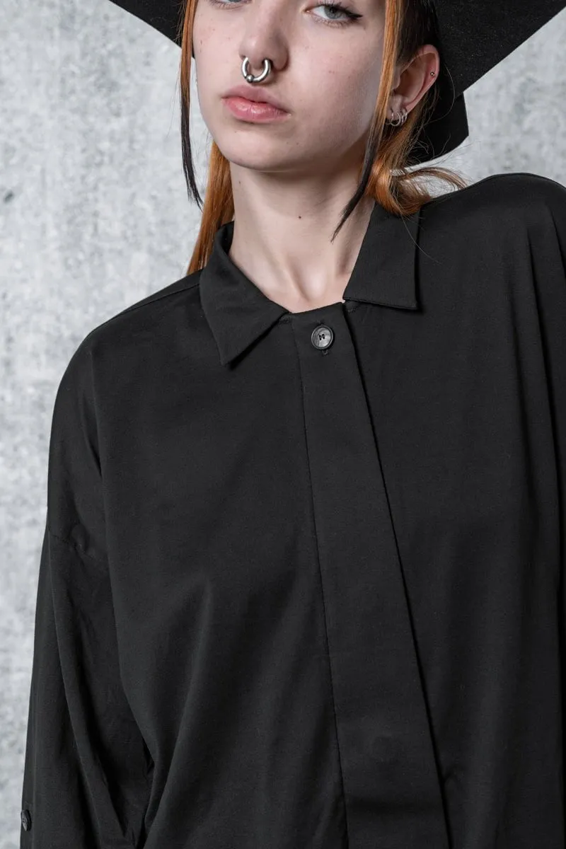 eigensinnig wien | Luna | Extravagantes, schwarzes Oversize Shirt aus Baumwoll-Jersey