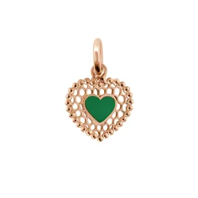 Emerald Lace Heart Pendant, Rose Gold