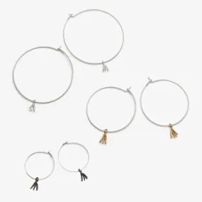 Firework Hoop Earrings - Sterling Silver - 50 mm, 30 mm or 20 mm