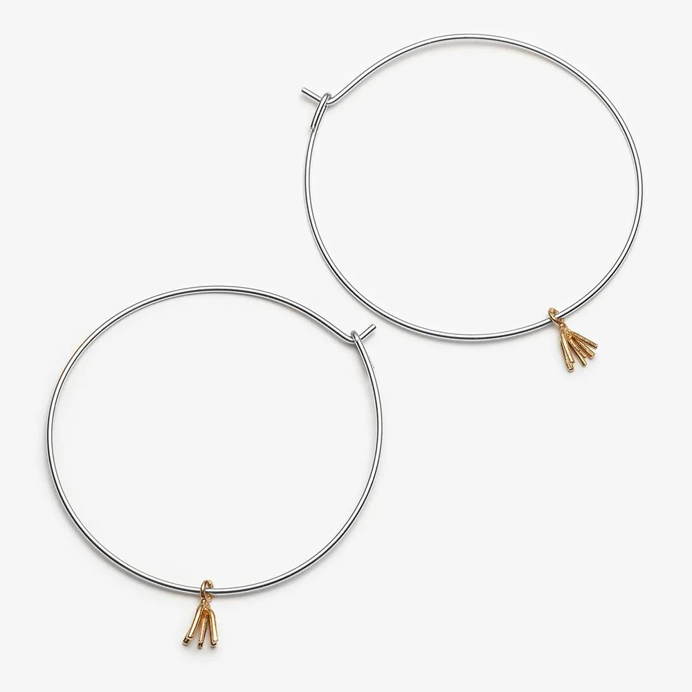 Firework Hoop Earrings - Sterling Silver - 50 mm, 30 mm or 20 mm