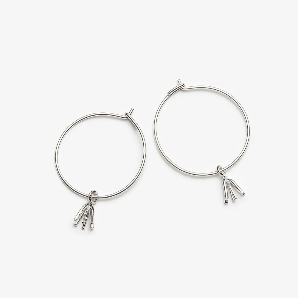 Firework Hoop Earrings - Sterling Silver - 50 mm, 30 mm or 20 mm