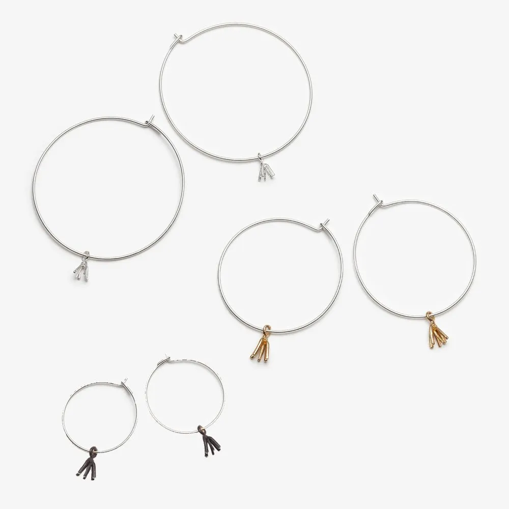 Firework Hoop Earrings - Sterling Silver - 50 mm, 30 mm or 20 mm