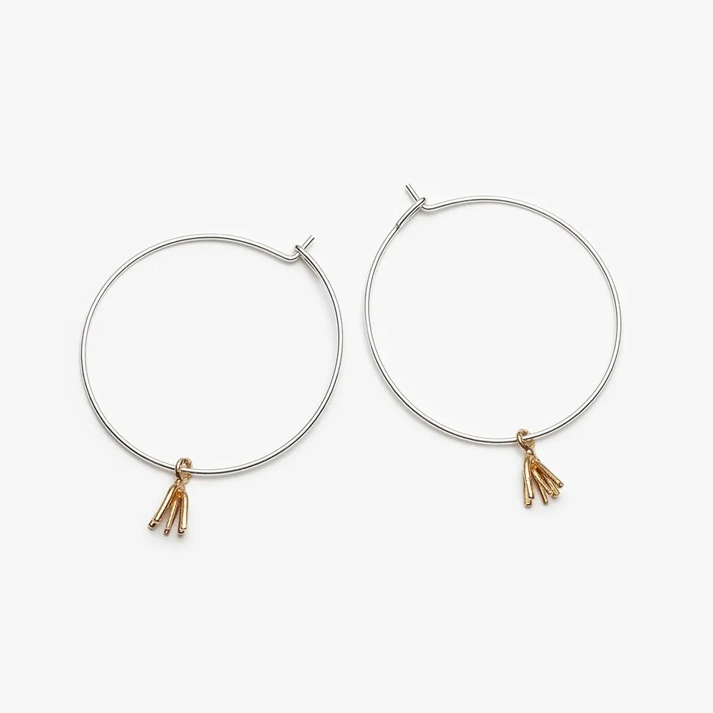 Firework Hoop Earrings - Sterling Silver - 50 mm, 30 mm or 20 mm