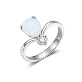 Geometric Style Water Drop Shaped Opal Ring