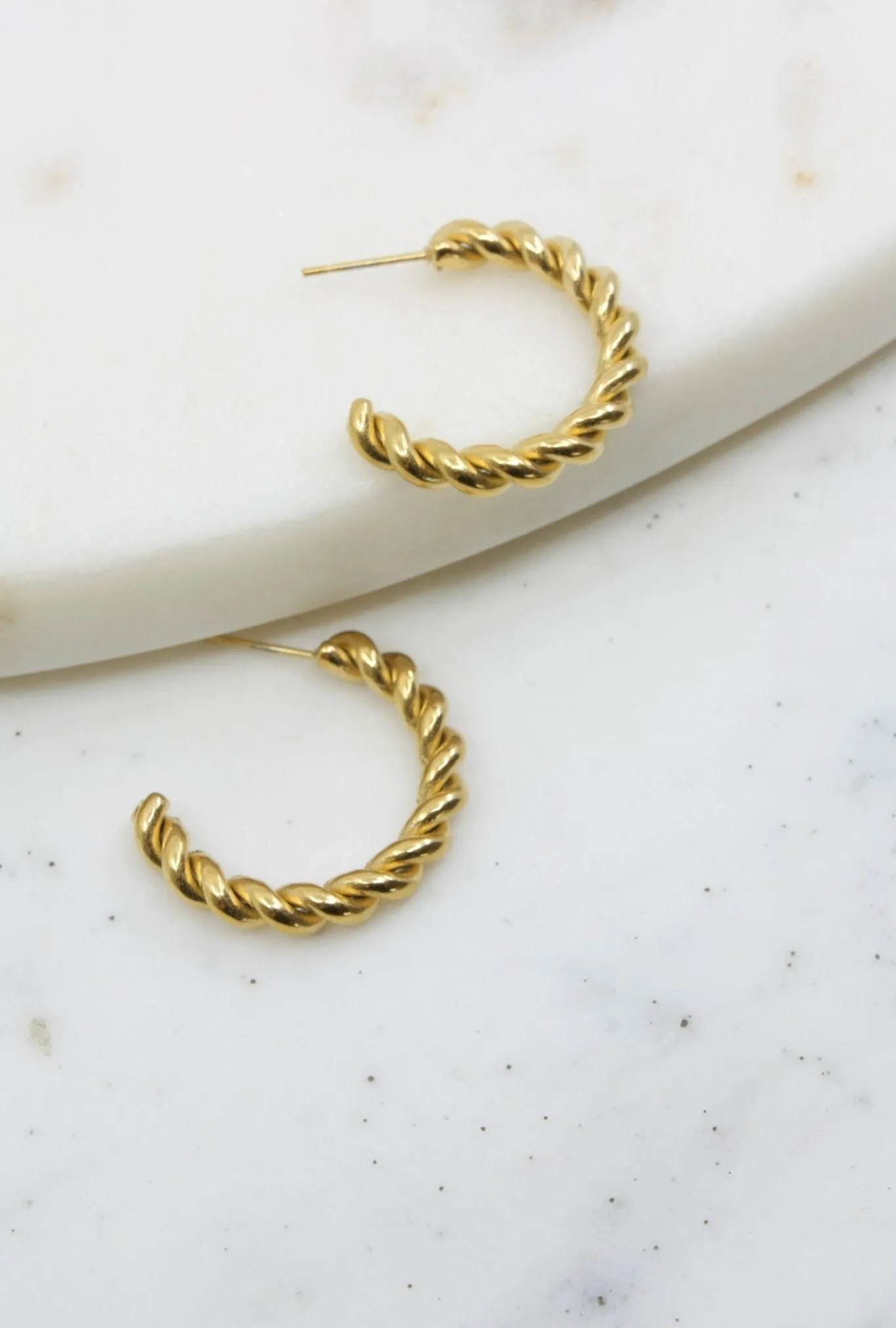 Gold Twisted Hoop Earrings