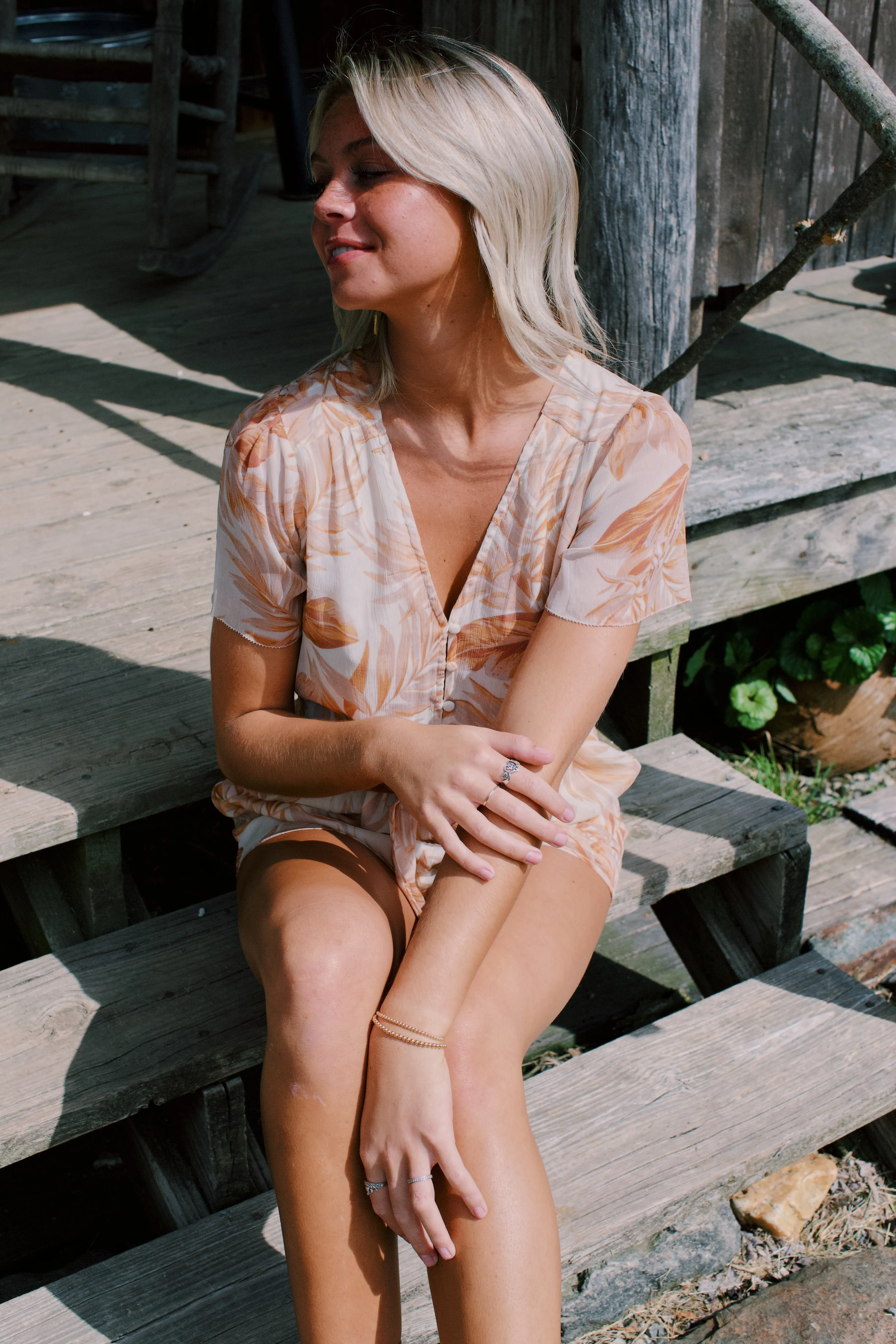 Harmony Chiffon Romper, Cafe Cream | Amuse Society