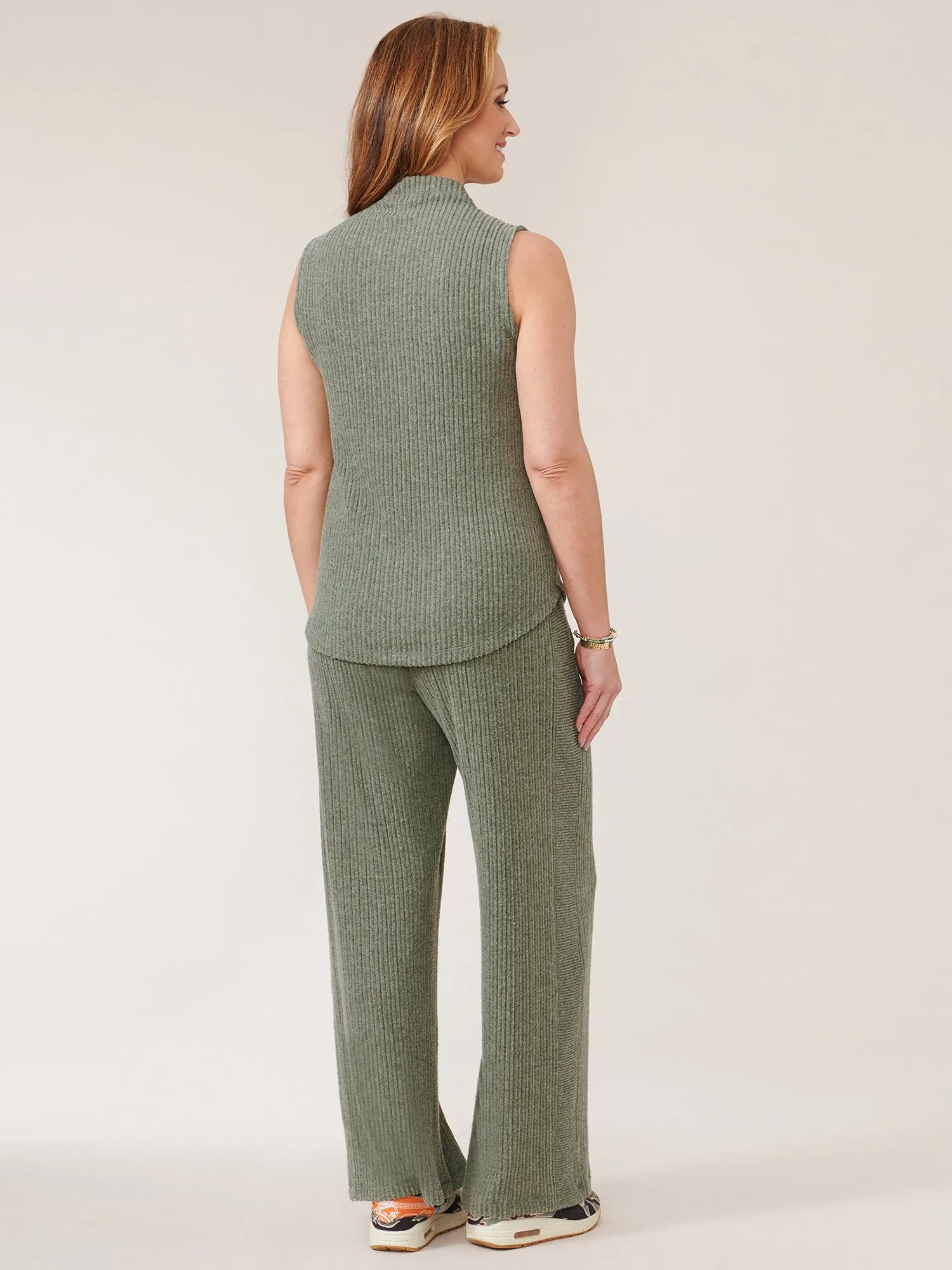 High Rise Mitred Waistband Mixed Media Lounge Pant