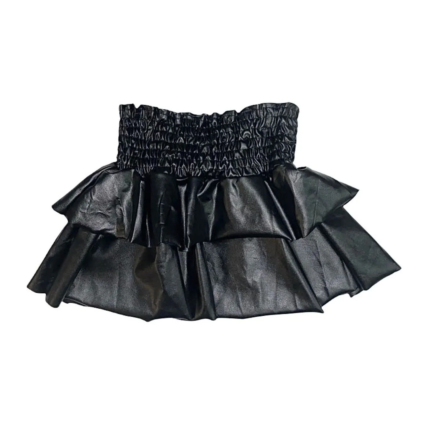 leather smocked skirt